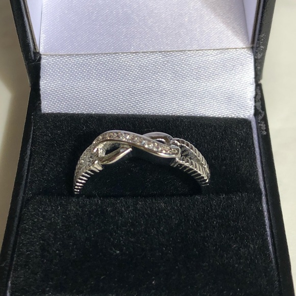 Infinity Sterling Silver Diamond Ring - Picture 7 of 9